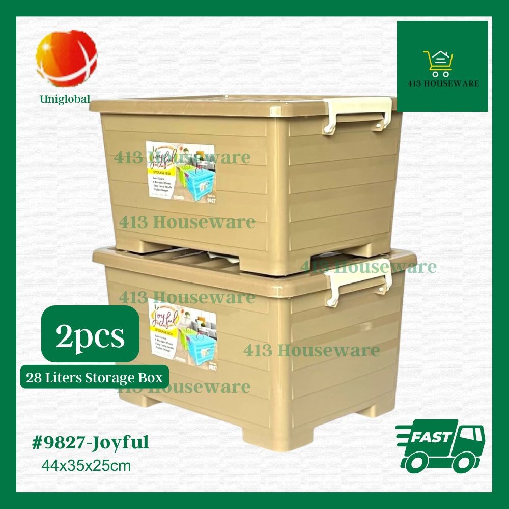 2pcs Storage Box with Wheels and Cover Stackable Joyful Aesthetic ...