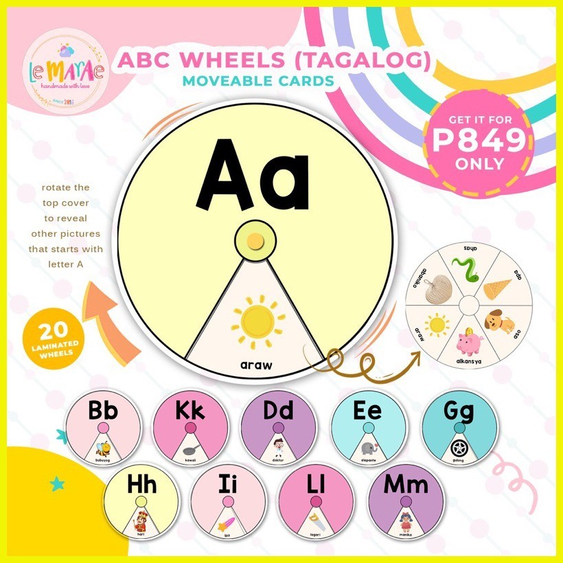 【hot sale】 READING WHEELS ALPHABET WHEELS ABC Wheels Alpabetong Tagalog