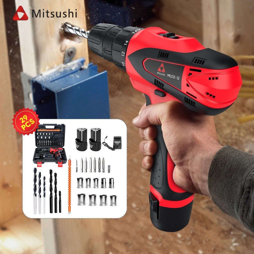 Mitsushi 12V Double Speed Li ion Battery Rechargeable Cordless Drill Driver