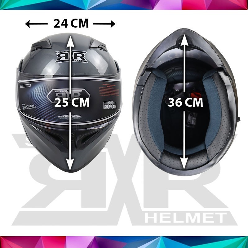 RXR Motorcycle HELMET 691A-R1 DUAL VISOR FULL FACE HELMET WITH ICC ...