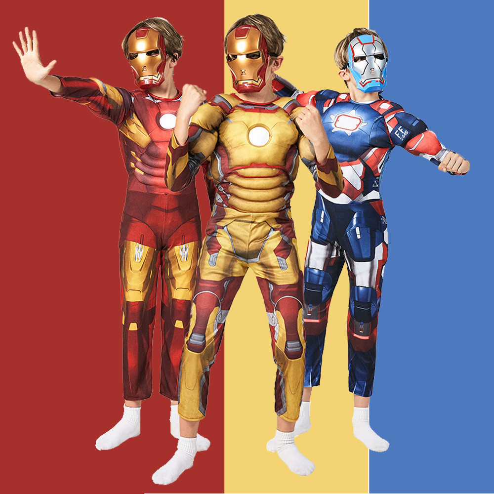 Muscle Iron Man Suit Children Superhero Halloween Holiday Party Cosplay  Performance Costume | Shopee Philippines