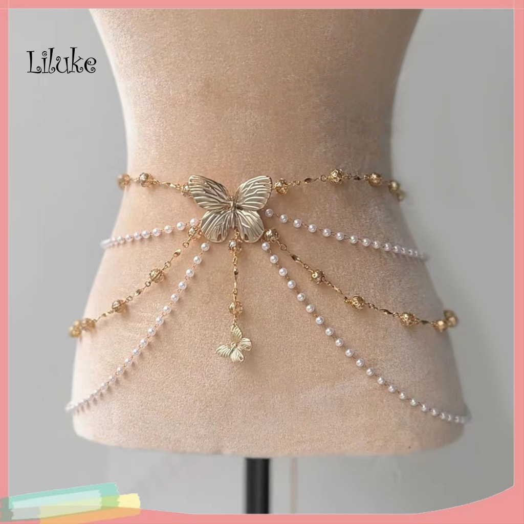 Dark Chain Faux Pearl Belt