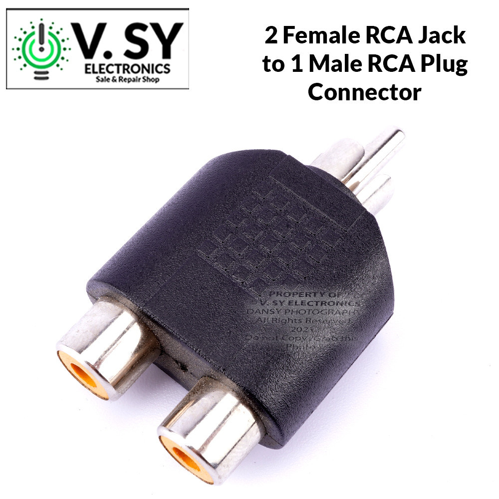 2 Female RCA Jack to 1 Male RCA Plug Connector Adaptor Adapter ...