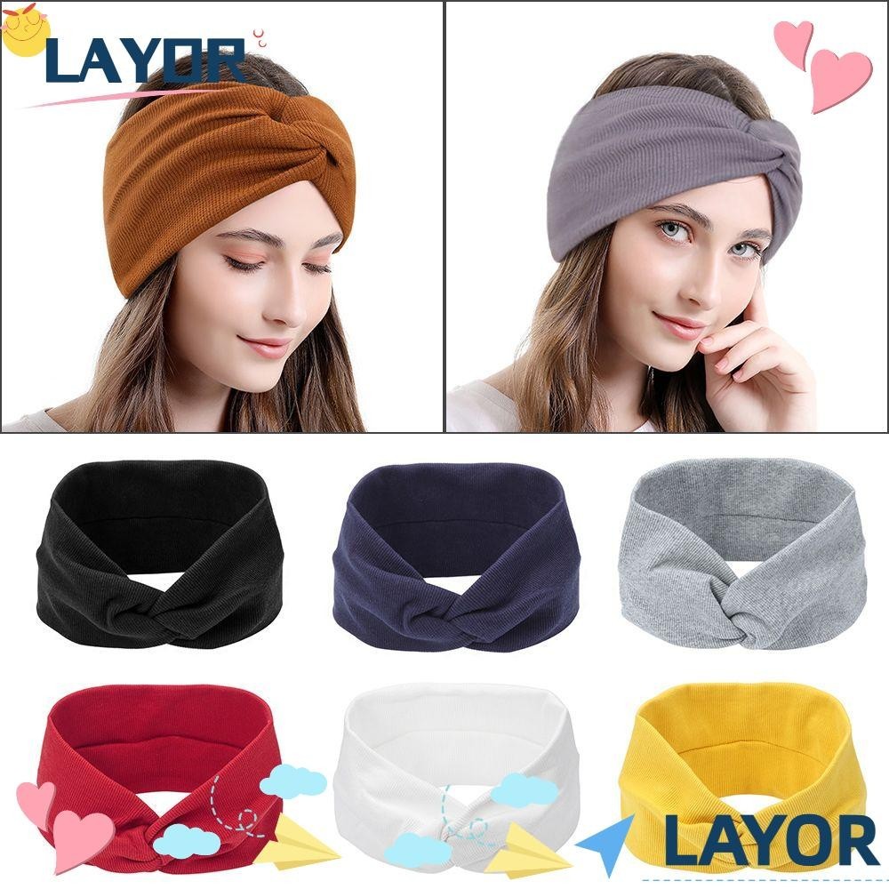 LAYOR Cotton Elastic Turban Stretchy Sport Hair Band Women Twist