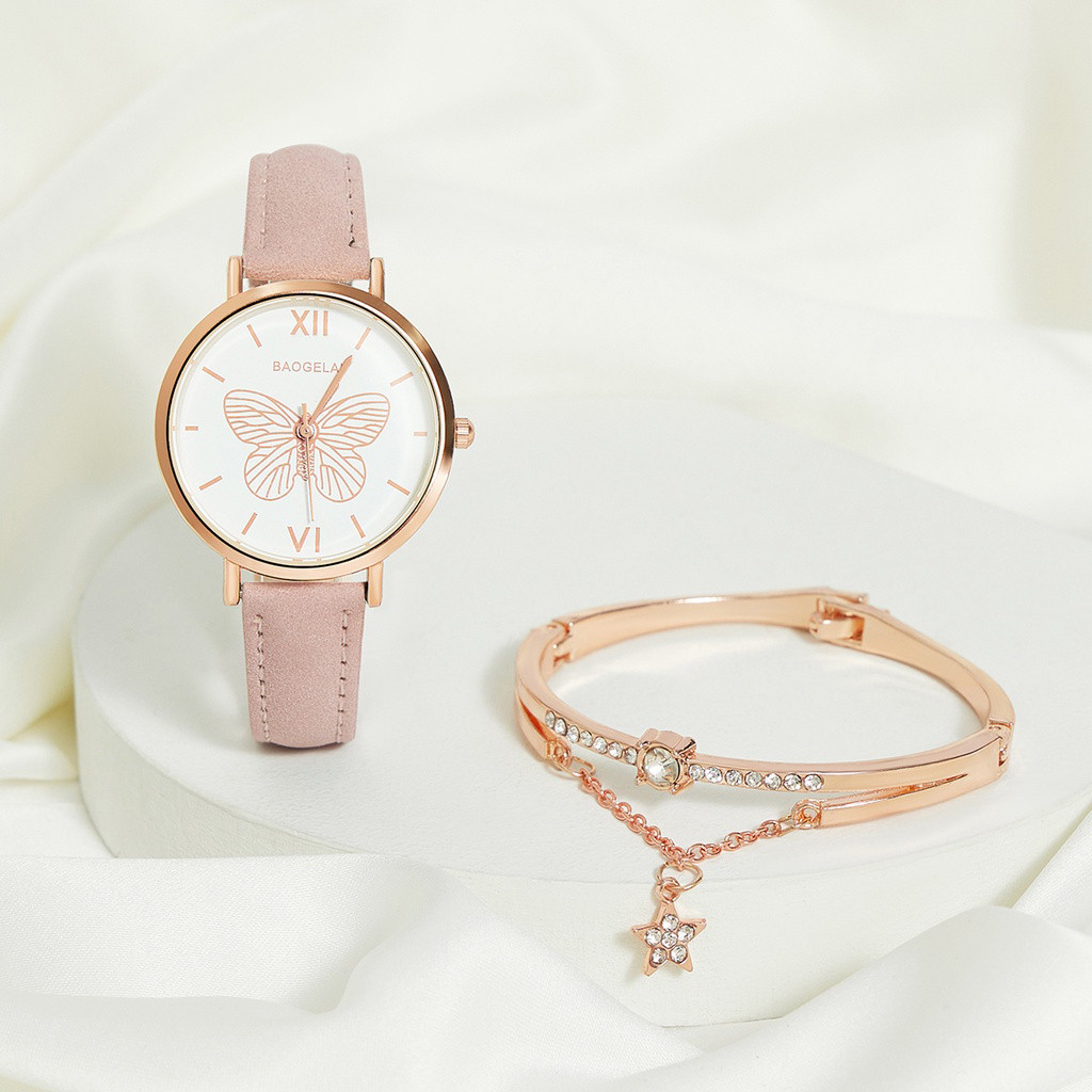 Fashion Metal Quartz Butterfly Watches Zircon Bracelet Set for Women Couple Watch Accessories Gift Shopee Philippines