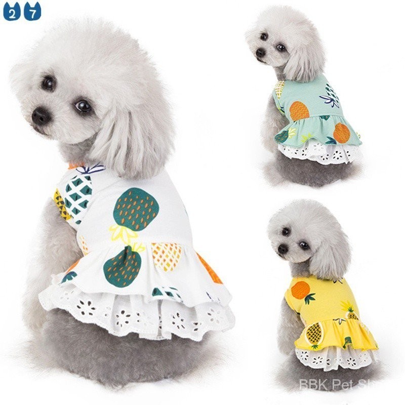 『27Pets』Summer Pineapple Puppy Dog Cat Dresses for Yorkies Chihuahua