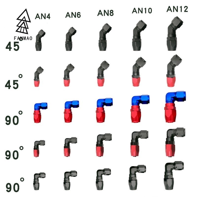 FANMAO Straight 45 90 Degree Aluminum AN3 AN4 AN6 AN8 AN10 AN12 Tubing ...