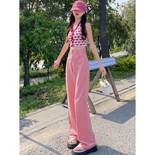 Pink Straight Loose Wide Leg Jeans for Women Summer Hot Girl Small High ...