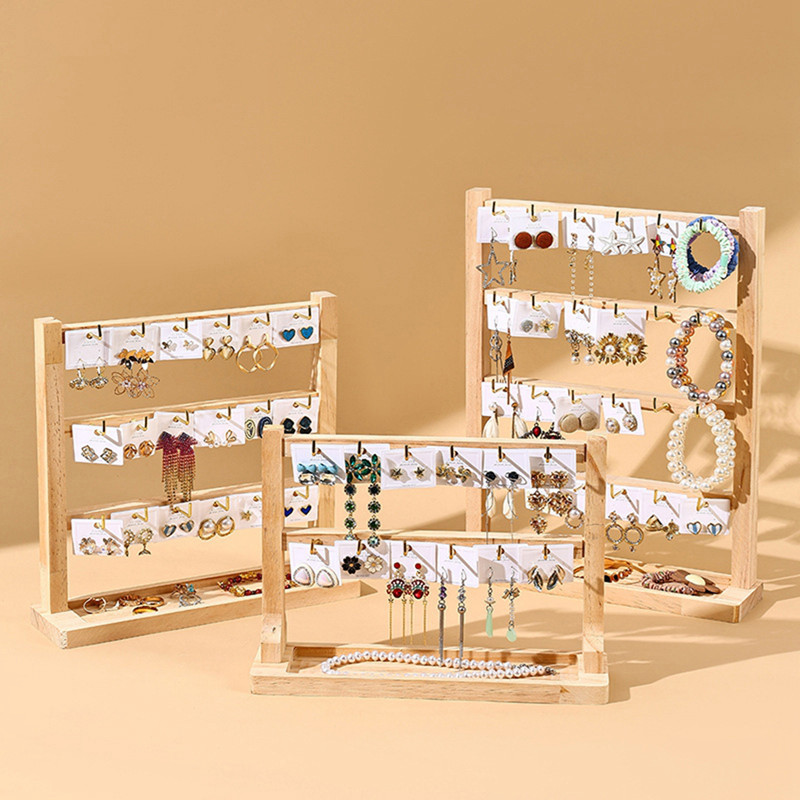 Wooden Jewelry Display Stand with Hooks Jewellery Display Rack for ...