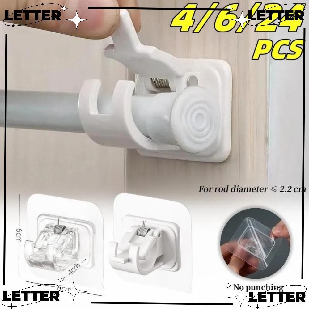 LET Curtain Hangers, Self Adhesive Brackets Curtain Rod Holders, No