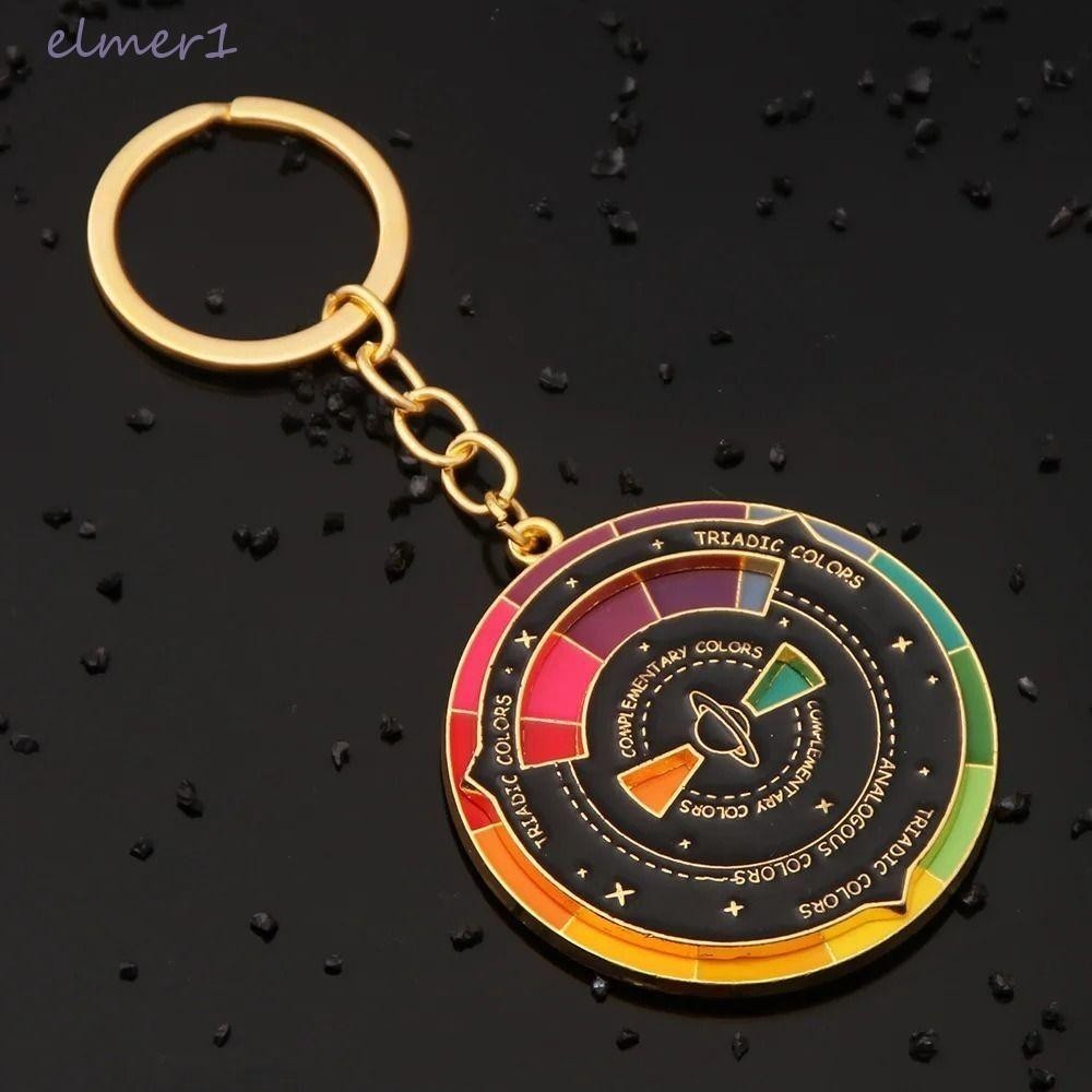 ELMER1 Color Wheel Keyring, Color Wheel Rotatable Spinning Color