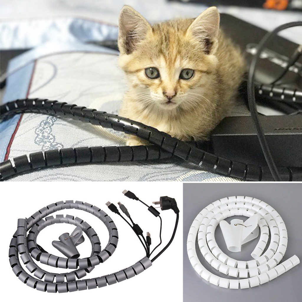 Universal Flexible Cable Protector Wrap Line Coiled Management Tube for ...