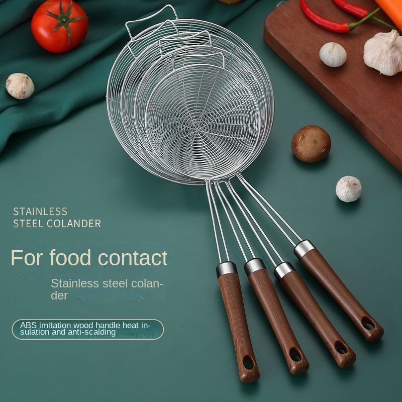 Imitation Wooden Handle Stainless Steel Wire Colander Kitchen Household ...