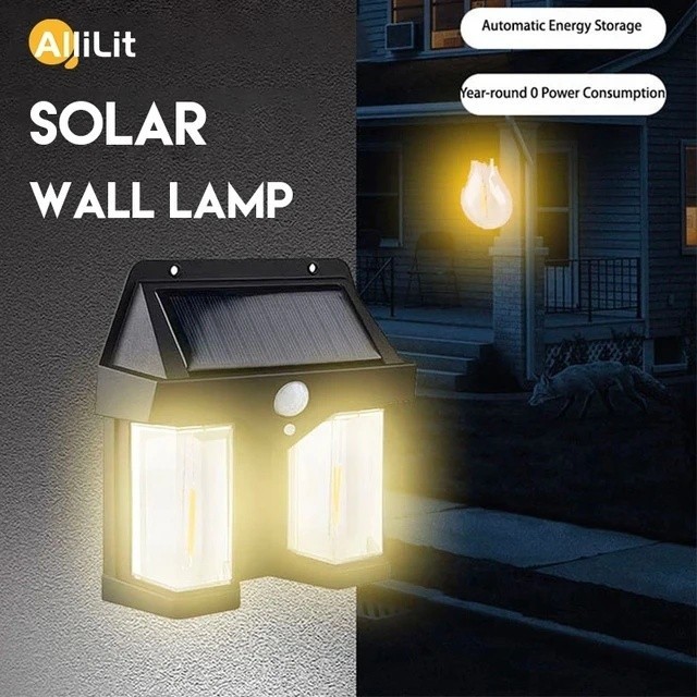74 LED Solar Light 3 Heads 90 Degree AdjustmentSplit Motion Sensor Wall ...