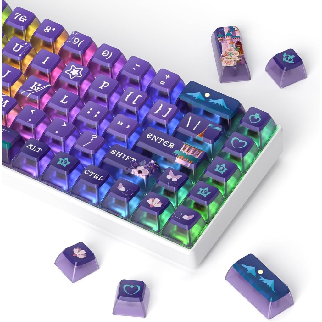 Lotus Magical Castle Purple Pudding Keycaps ASA Profile PBT Four-sided ...