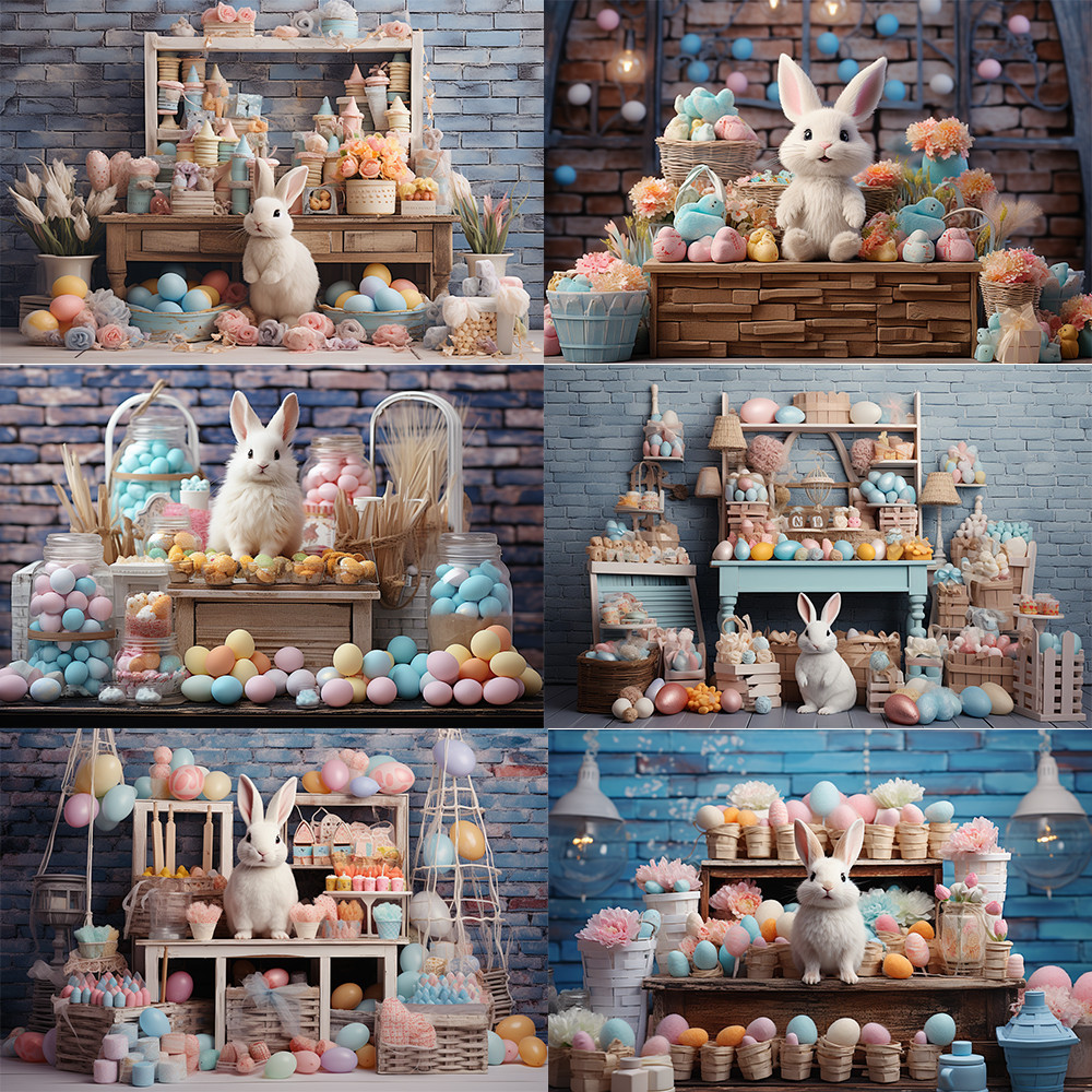 Easter Photography Background Cute Rabbit Eggs Flowers Kids Birthday ...