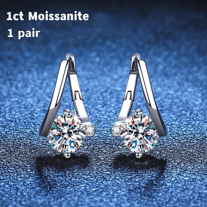 2CT Real Moissanite buy Diamond Earrings hoop