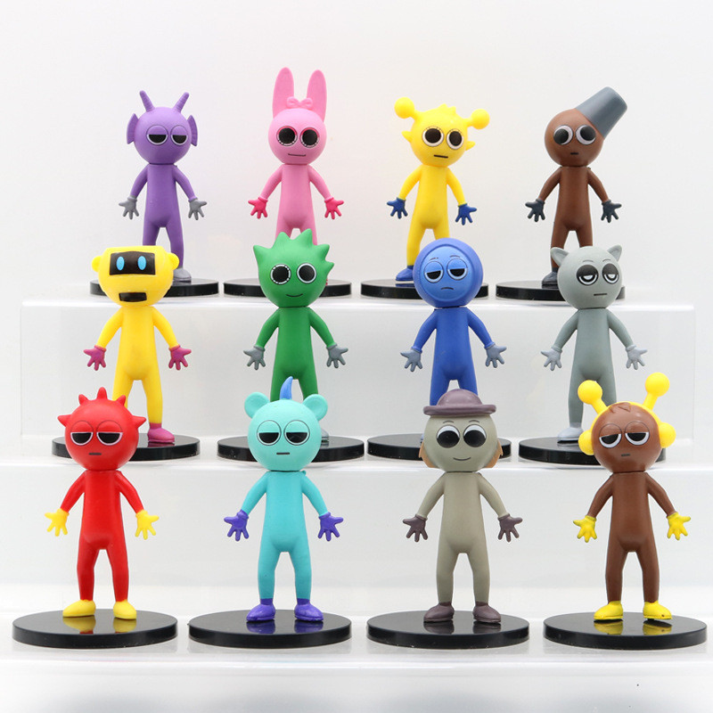 Lot De 12 Figurines Sprunki – Personnages De Jeu Colorés, PVC Non Toxique, Cadeau Anniversaire Collection, Pour Enfants Et Fans