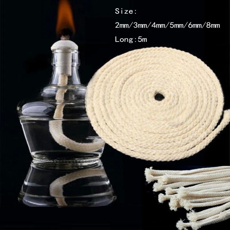 5M Long Burner Alcohol Wick Rope Cotton Wick Round Cotton Kerosene Oil ...