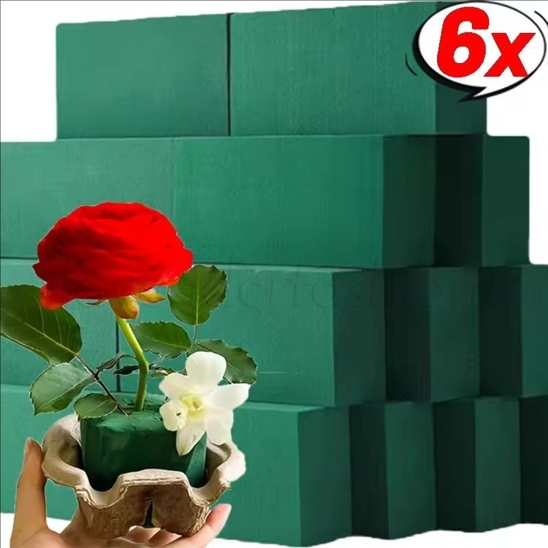 6Pcs Square Floral Foam Bricks - Flower Arrangement Mud Blocks - Green ...