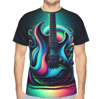 Mens Long Sleeve T-Shirt Hip Hop Guitar Graphic Print Slim-Fit