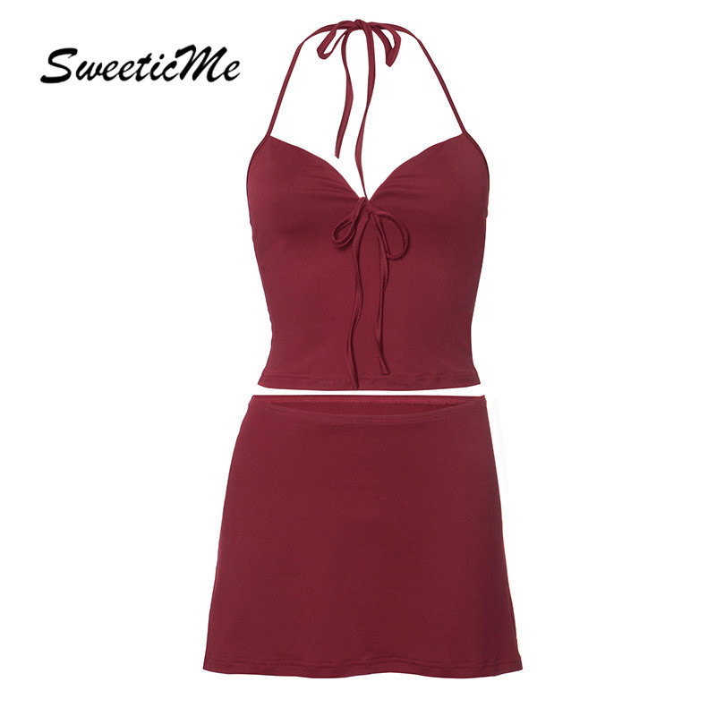 SweeticMe Women's 2024 New Fashion Solid Color Halter Sexy Causal Short ...