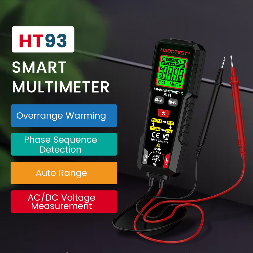 Multimètre Numérique HT93 TRMS 2000 Points - Détection NCV - Auto-range - Neuf Sans Marque