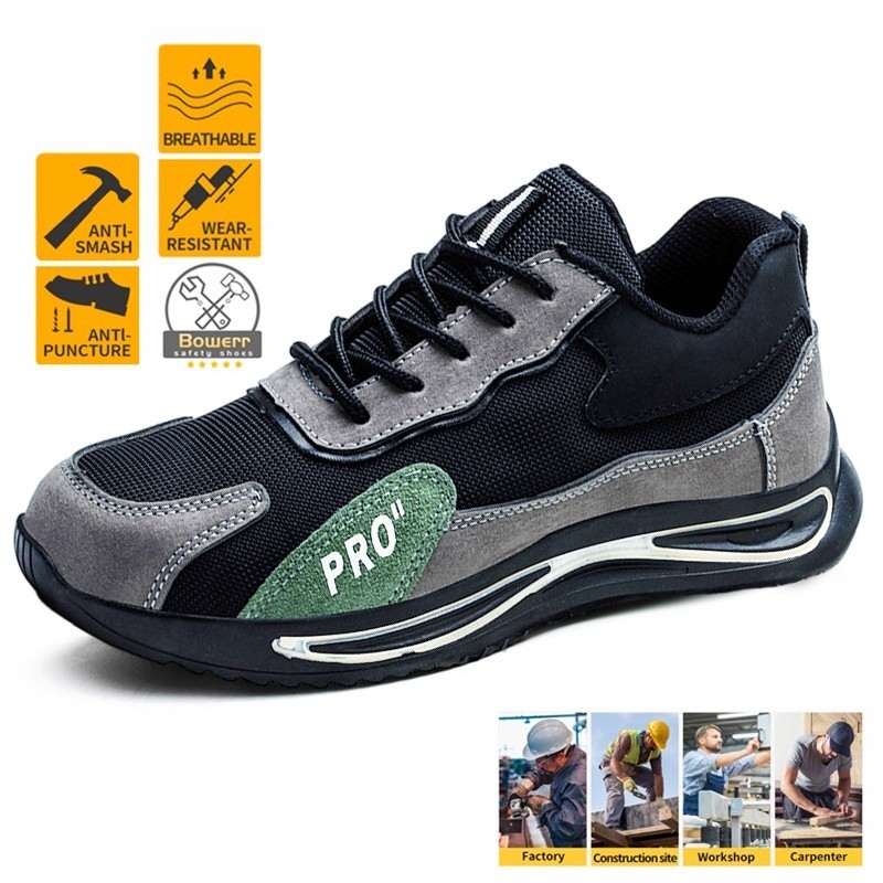 Bowerr Safety Shoes For Men Steel Toe Cap Labor Shoes Anti Smash Anti Puncture Shopee Philippines 3051