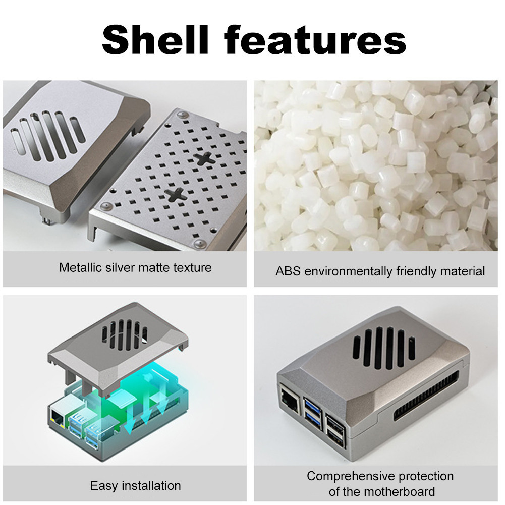 Silver Shadow Case with PWM Cooling Fan ABS Protective Shell for ...