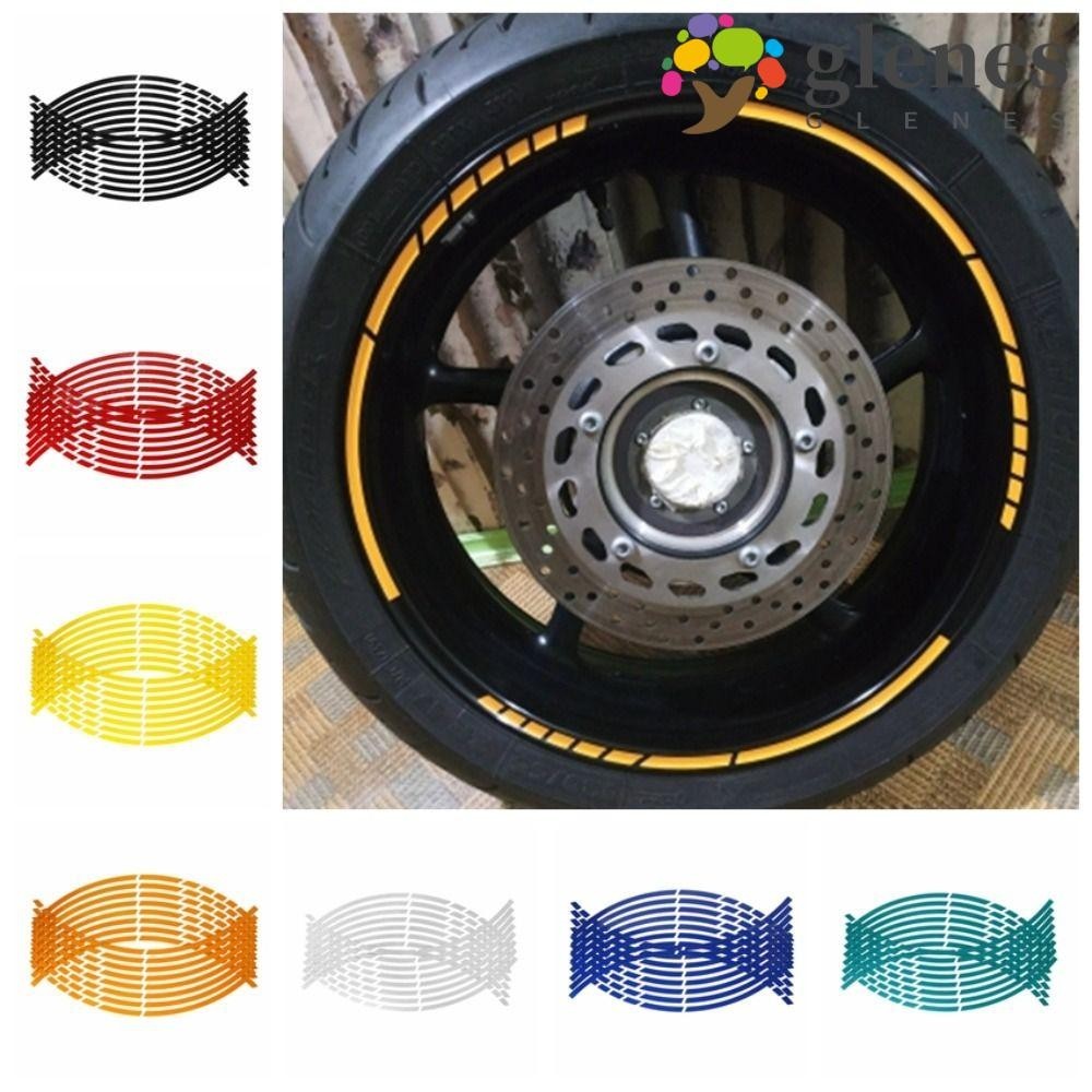 GLENES 18"Motorcycle Wheel Stickers, PVC Reflective Motorcycle Car