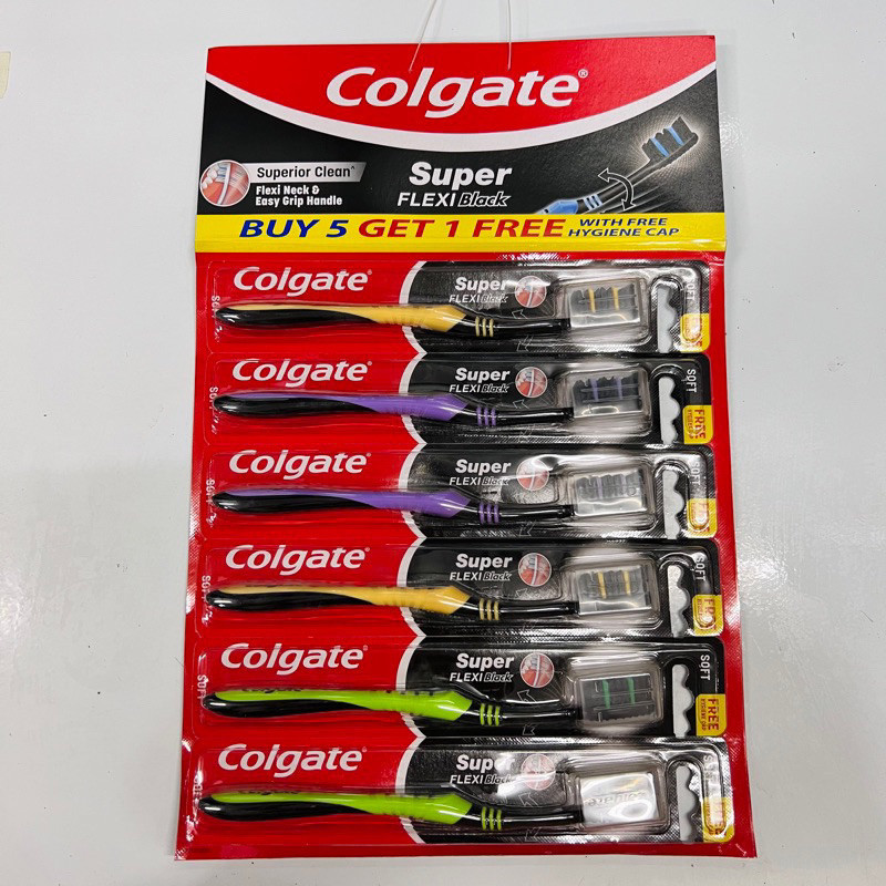 Colgate Super Flexi Black Toothbrush (soft) Buy 5 Get 1 Free,with 