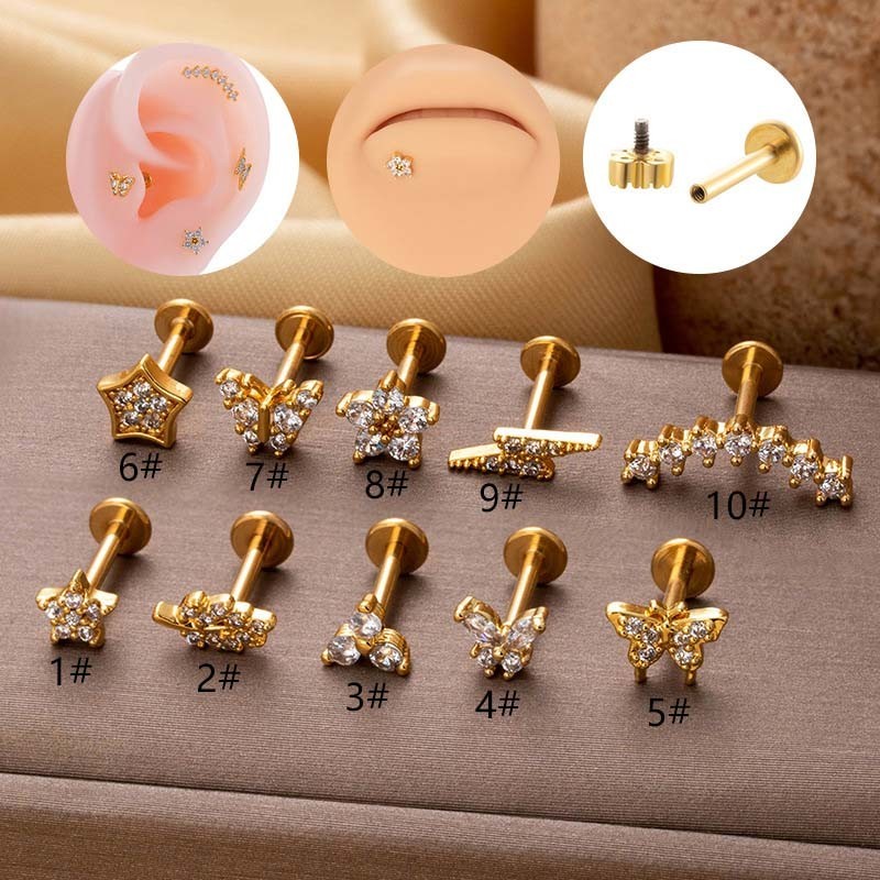 OUFER Body Piercing Tragus Piercing Jewellery 14K Gold Helix