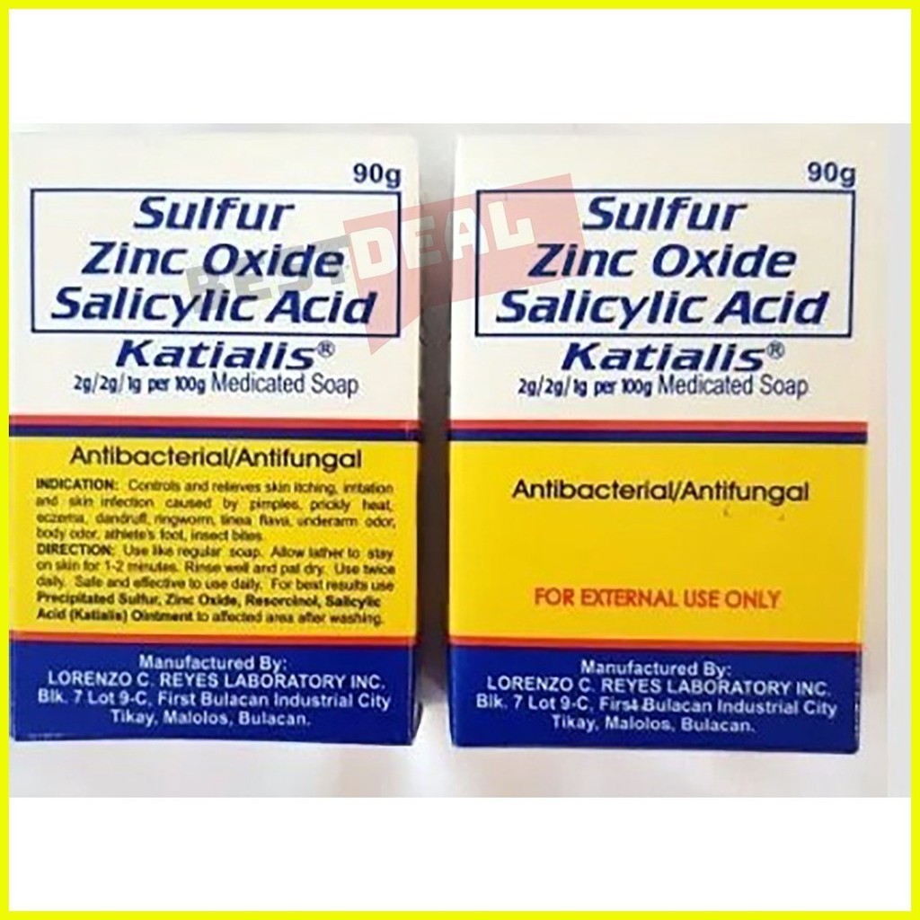 ♀ Katialis Soap Sulfur Zinc Oxide Salicylic Acid Anti Fungal Anti Bacterial Soap 90 Grams