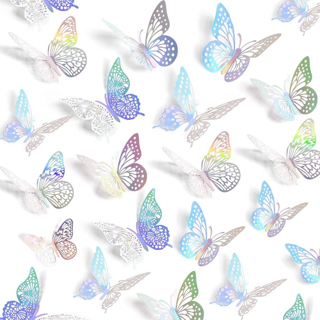 3D Butterfly Wall Decor 12 Pcs 5 Styles 3 Sizes Butterfly Birthday ...