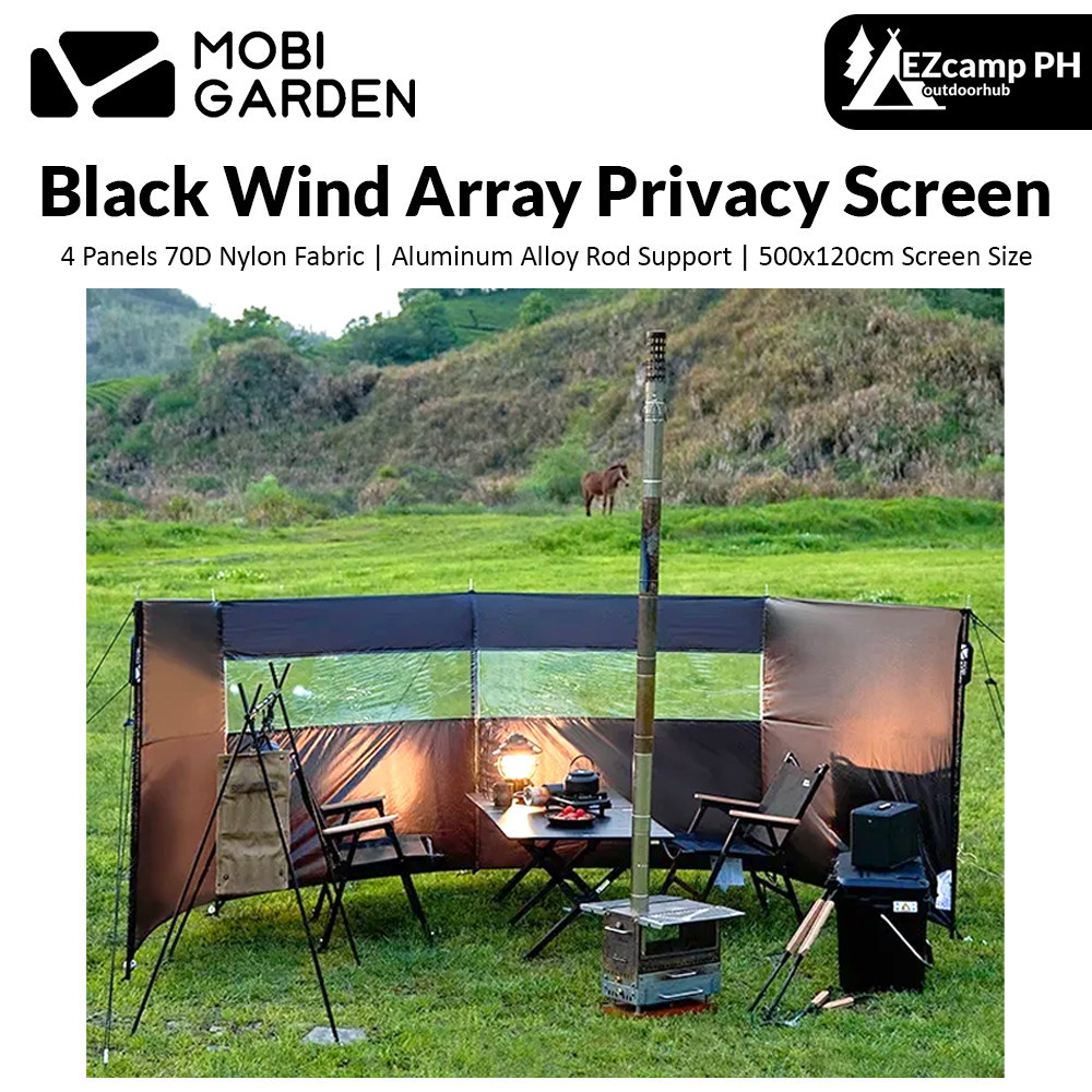 Mobi Garden Black Windscreen 500x120cm Wind Breaker Shield Camping