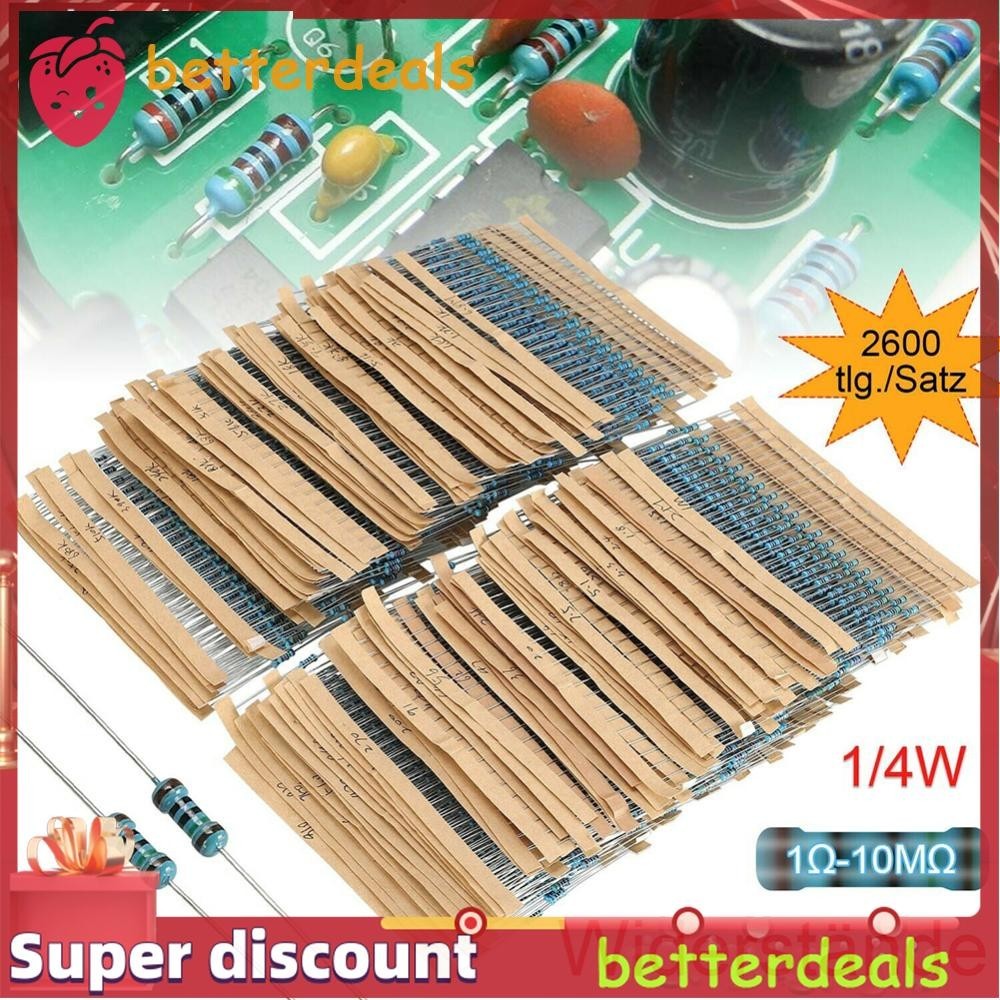 [Betterdeals.ph] 2600Pcs Metal Film Resistors 130 Values 1/4W 0.25W