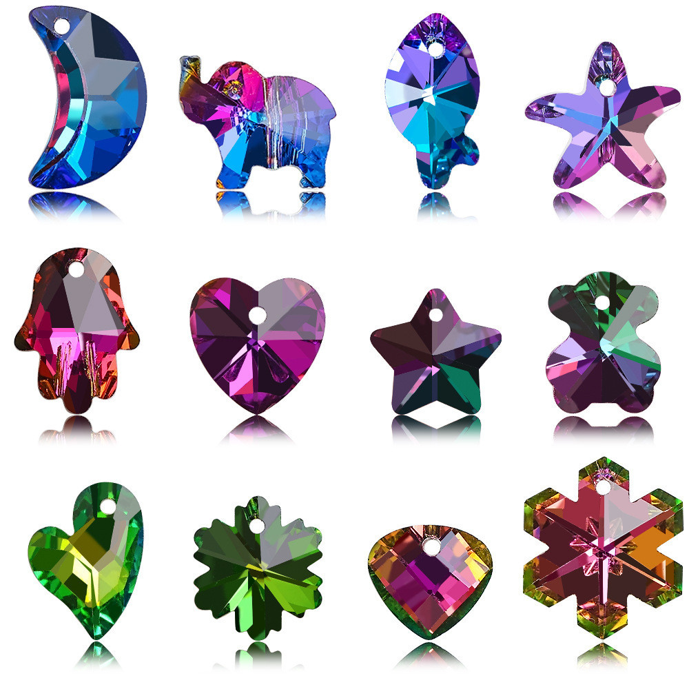 DIY trinket Crystal Pendant 20Pcs accessories Star Heart Moon Starfish ...