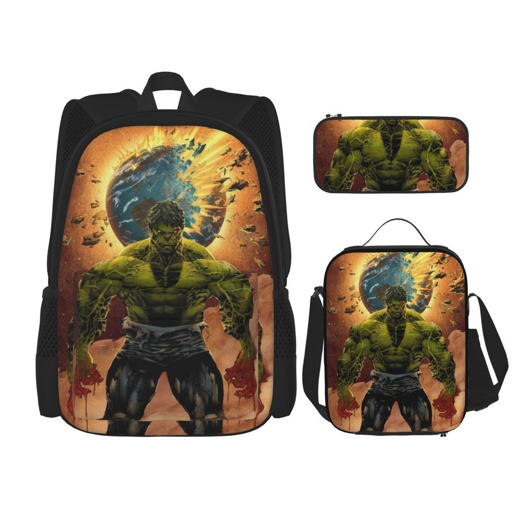 Hulk School bag + pencil case + lunch bag combination 3in1 combination ...