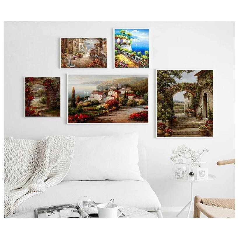 Poster and Prints Abstract Mediterranean Sea Garden Landscape Oil ...