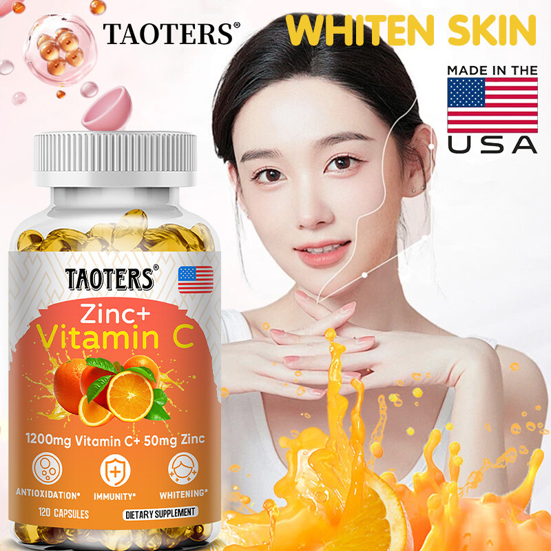 Taoters Vitamin C and Zinc Supplement Skin Whitening, Immune Supporting Antioxidants, 120