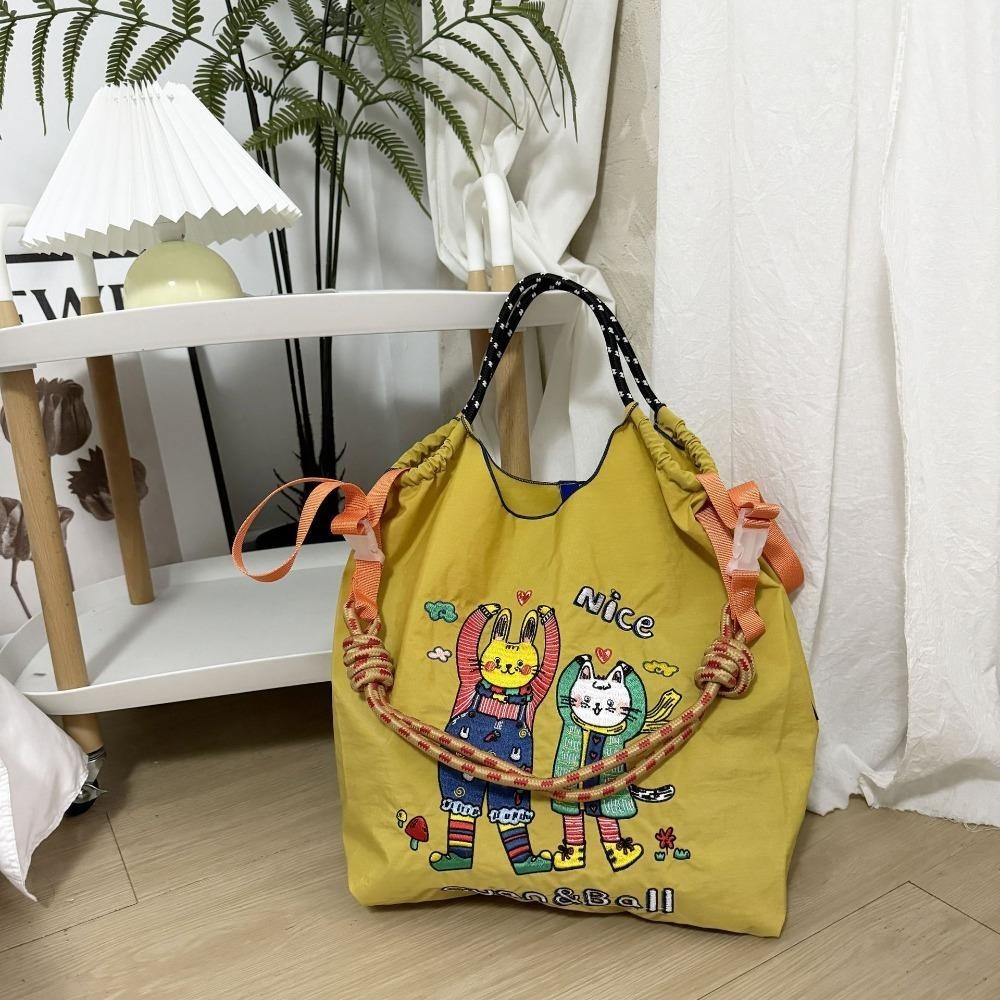 MIOSHOP Canvas Tote Embroidery Large Capacity Tote Bag Eco Bag Designer Rope Handle Handbag Shopee Philippines