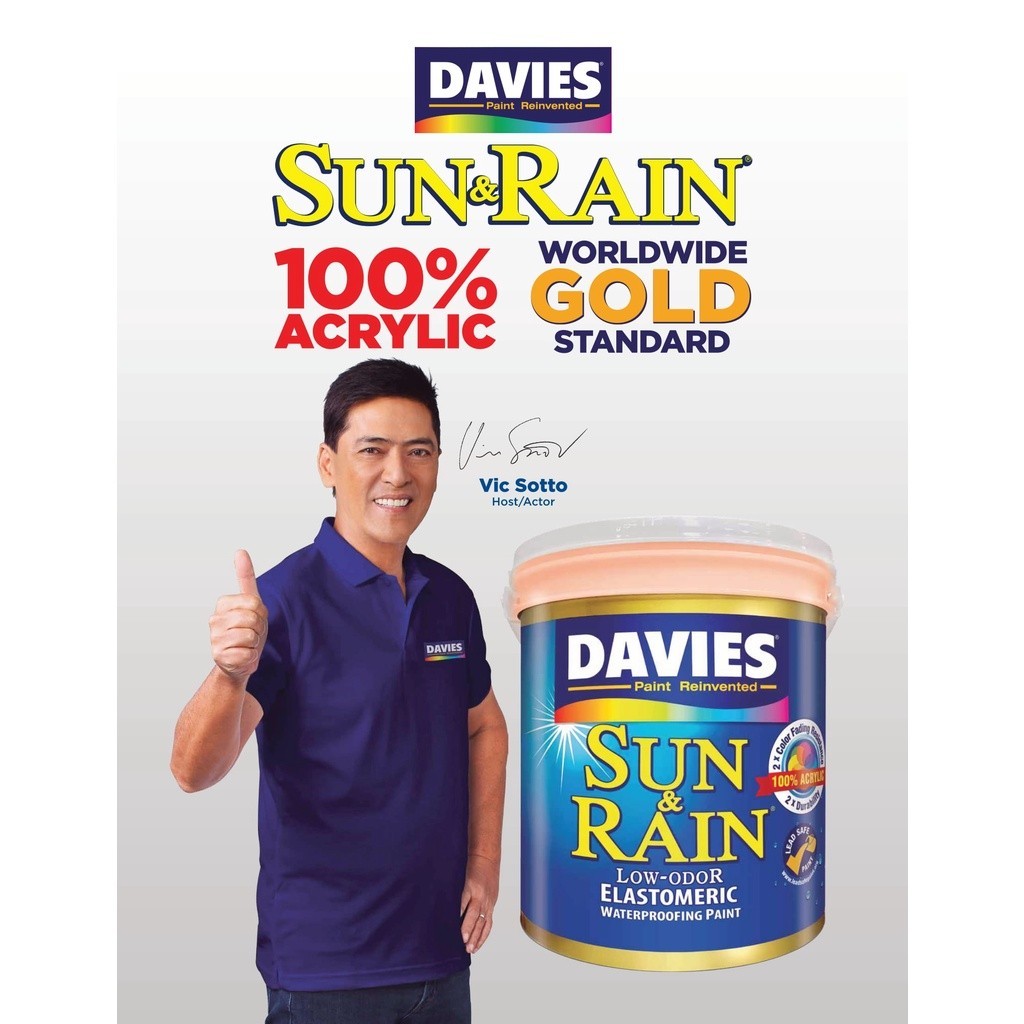 ♞1 LITER DAVIES SUN AND RAIN Odorless Elastomeric Paint for Concrete