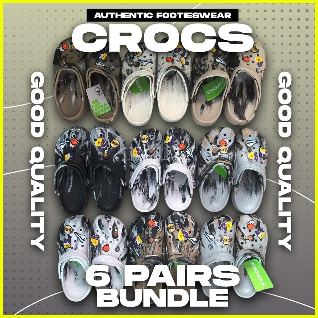 PER BUNDLE CROCS ADULT Graphic Tie Dye Rubber Clogs Sandals with ...