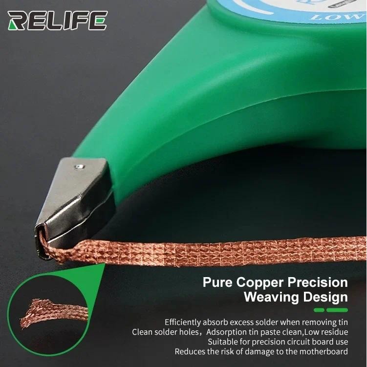 RELIFE Solder Wick No-Clean Copper Desoldering Braid Low Residue Tin ...