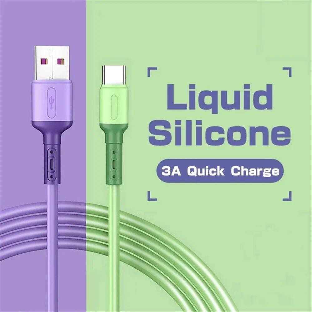 Candy Color Liquid Silicone USB Android Type-C Fast Charging Cable 3A ...