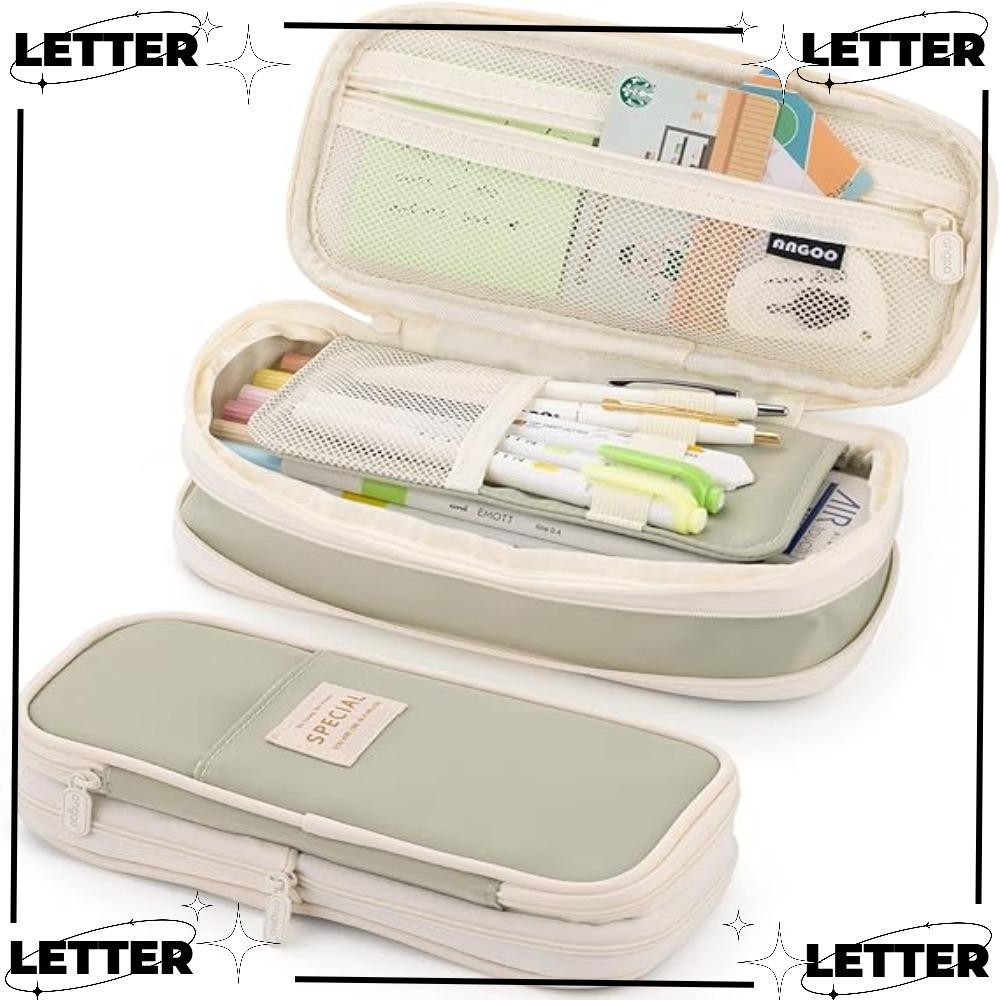 LET Pencil , Canvas Zip Stationery Pouch, Stationery Storage Bag Double ...