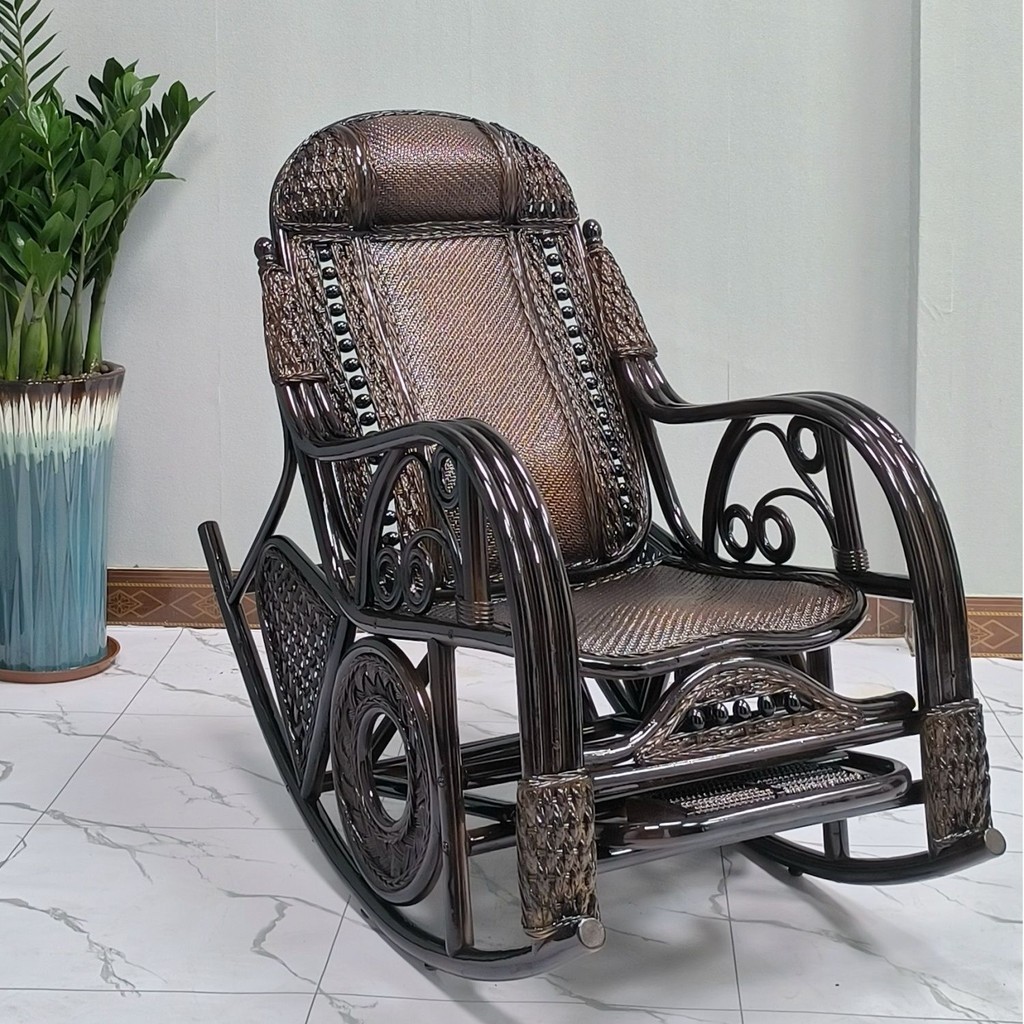 [READY STOCK]Natural Real Rattan Rocking Chair Recliner Adult Balcony ...