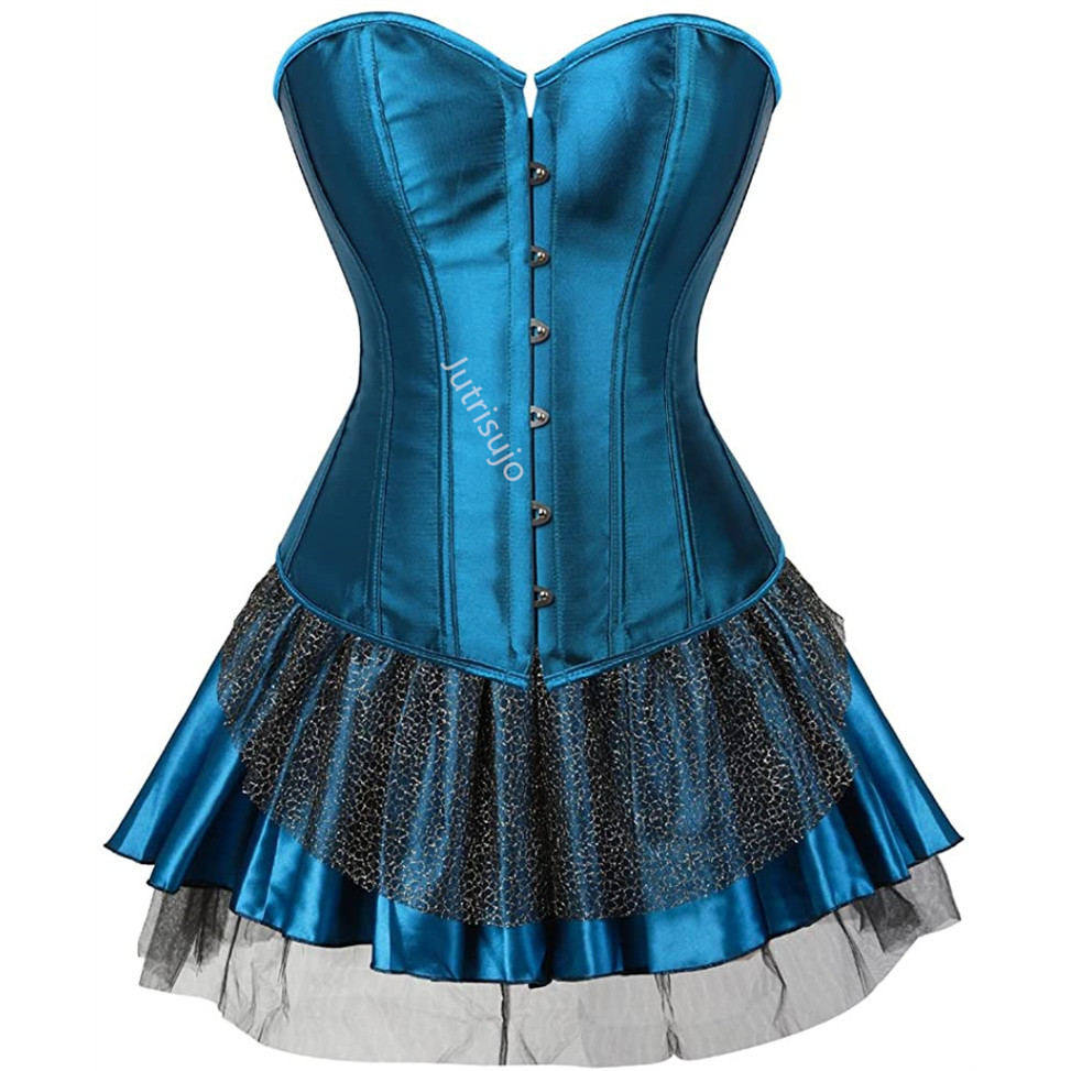 Corset Dress Skirt Tutu Set Top Bustier for Women Plus Size Lace up  Overbust Satin Sexy Victorian Corsets Vintage Style Halloween Medieval  Renaissance Fashion Blue | Shopee Philippines