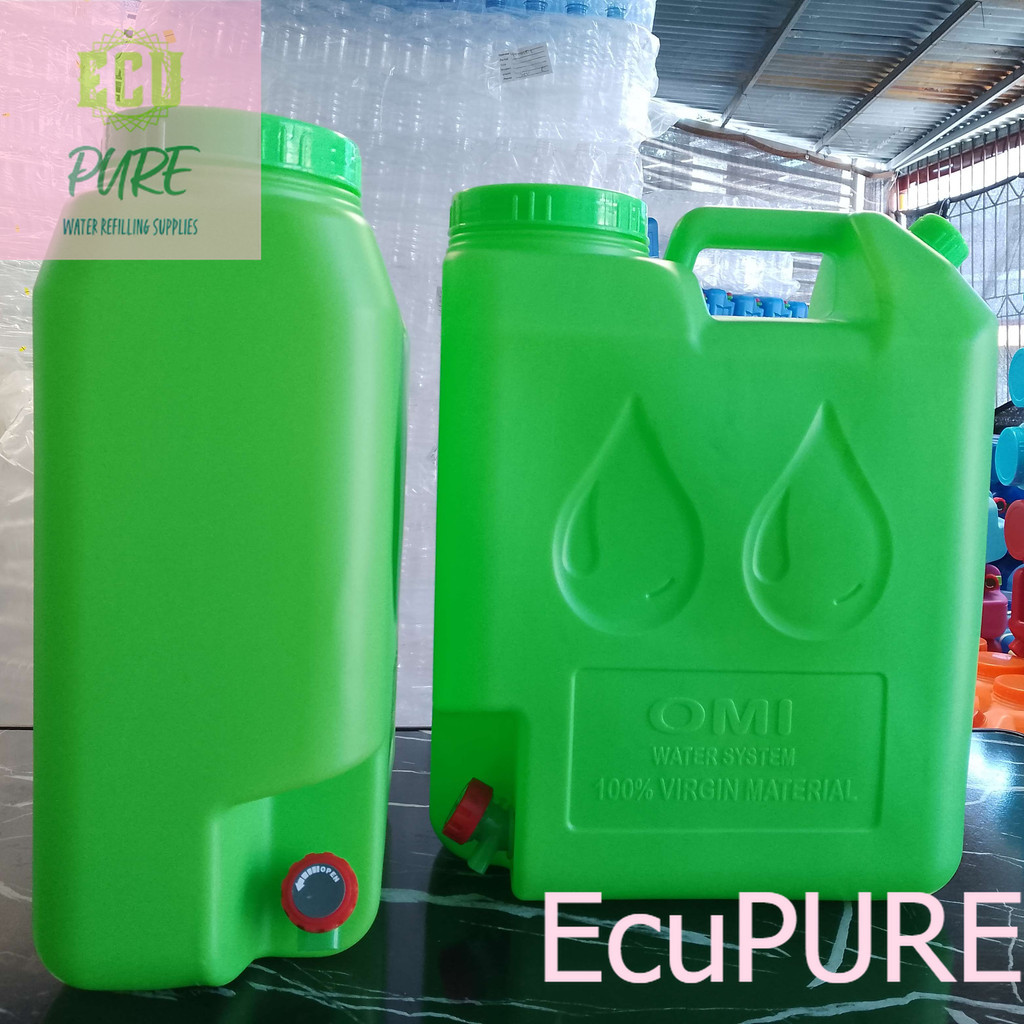 Colored 5 Gallon Slim Jug Water Container with Faucet GREEN | Shopee ...