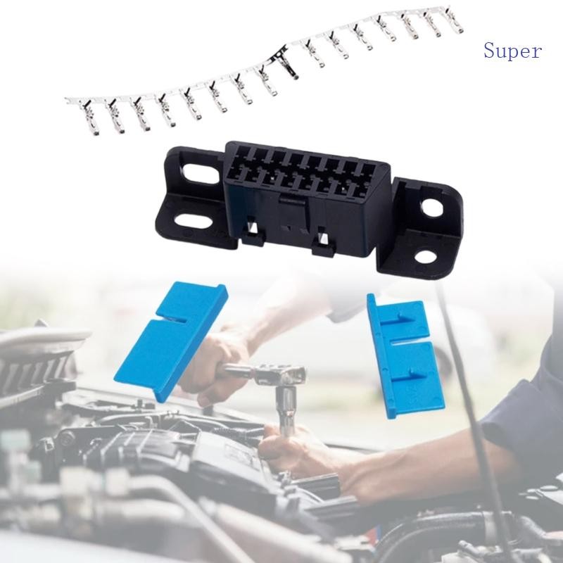 Super 16Pin Female Connector Obd 2 Adapter Diagnostic Wire Sockets with ...